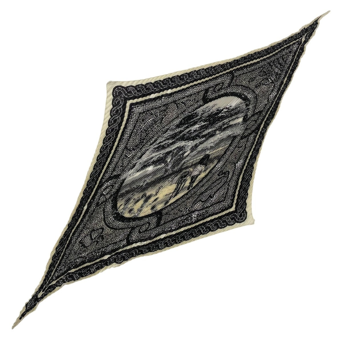 Hermes Scarf Pleated Silk Sous le Cedre Under the Himalayan Cedar White — view 2