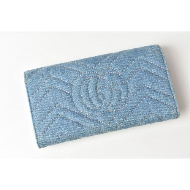 Gucci Wallet Long Continental GG Marmont Denim Chevron — view 3