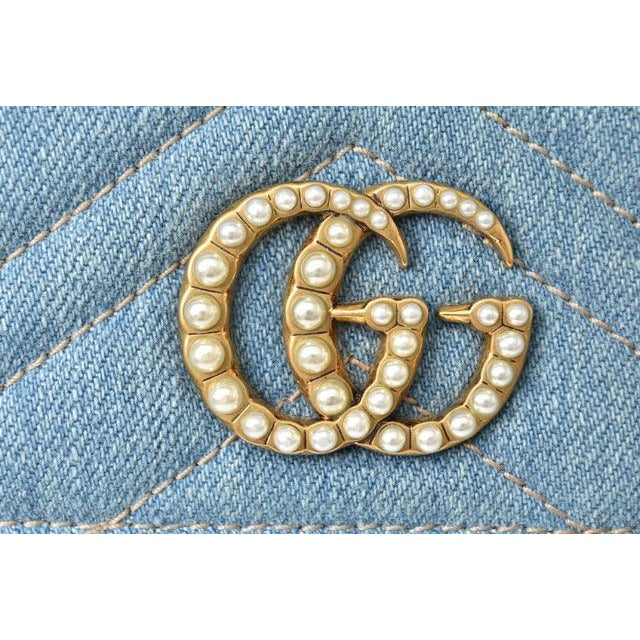 Gucci Wallet Long Continental GG Marmont Denim Chevron — view 9