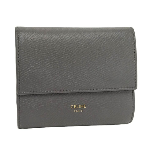 Celine Small Trifold Wallet Leather Gray