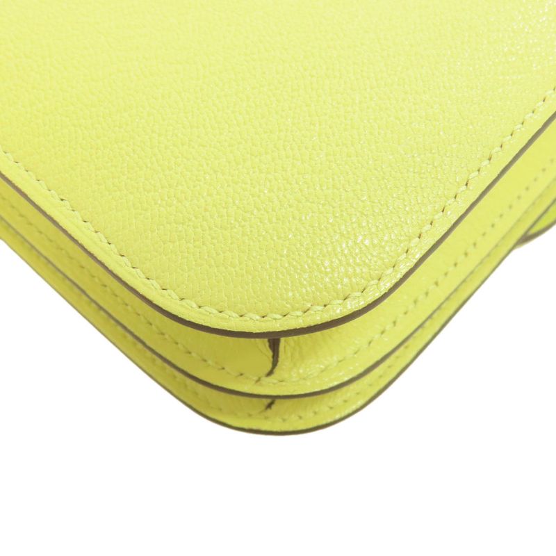 Hermes Constance Jaune Bourgeon 3 Mini Silver Hardware Shoulder Bag Chevre Women