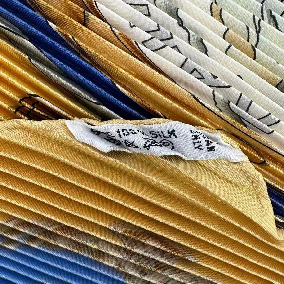 Hermes Pleated Scarf Silk Railing Ship Handrail Yellow — view 7