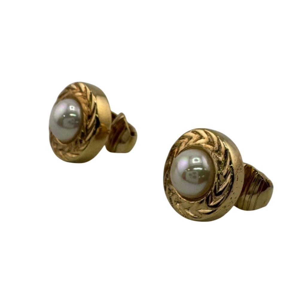 Christian Dior Round Shape Earrings Gold