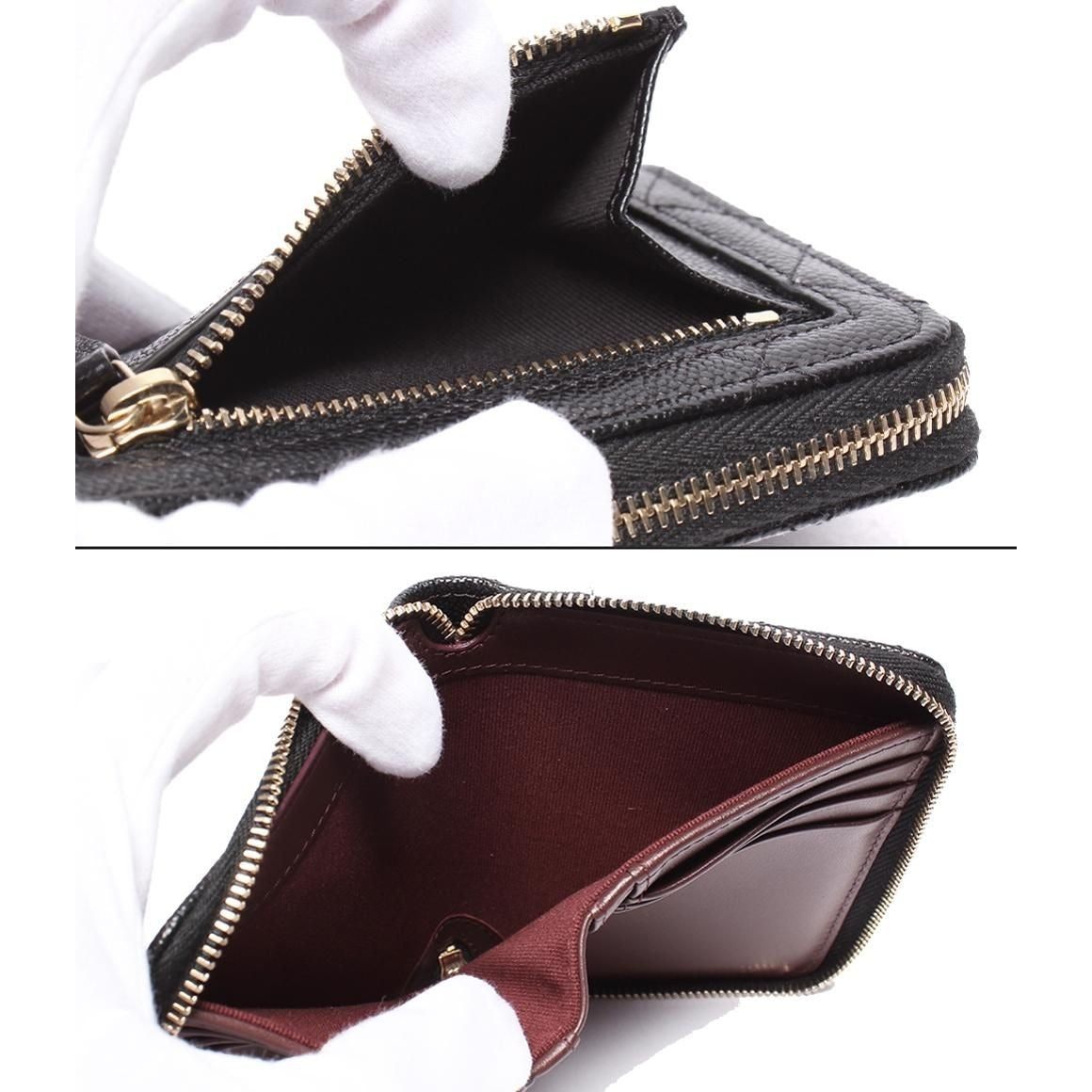 Chanel Bifold Wallet Gold Caviar Leather Quilted — view 8