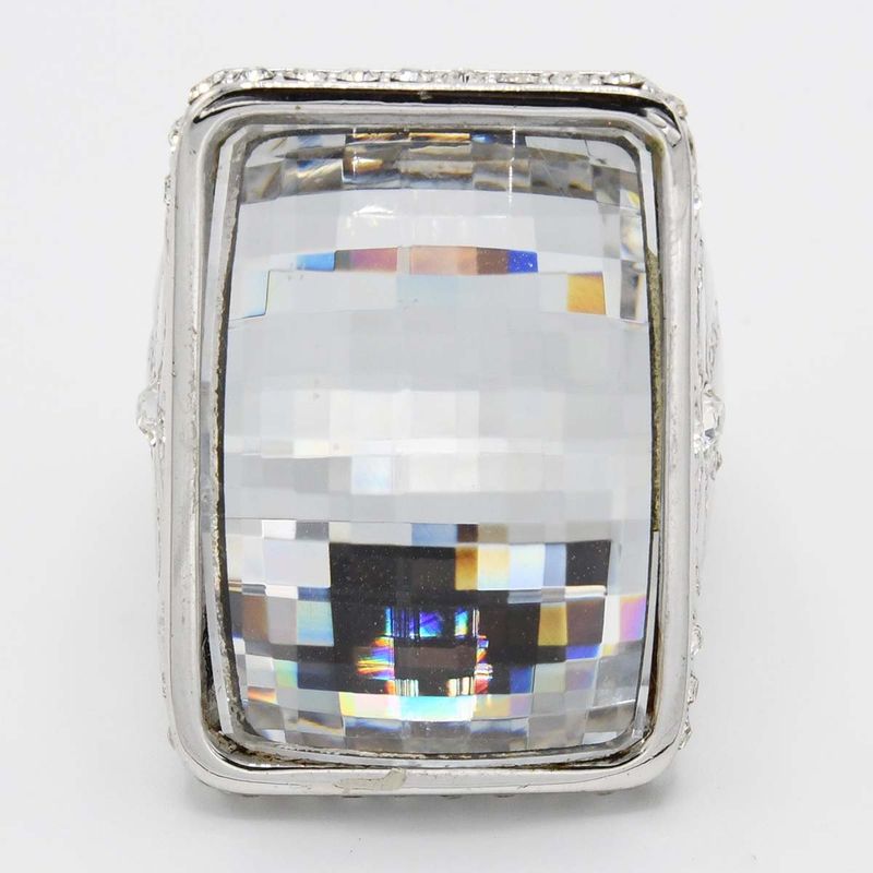 Christian DIOR Ring Ribbon Rhinestone L Approx 13 Accessories Women H12712