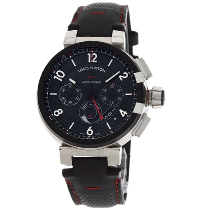 Louis Vuitton Tambour Chronograph Gmt Evolution Watch SS Leather