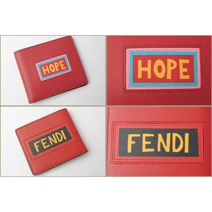 Fendi Wallet Fold Billfold 7 M0169 Vocabulary Strawberry Black — view 3