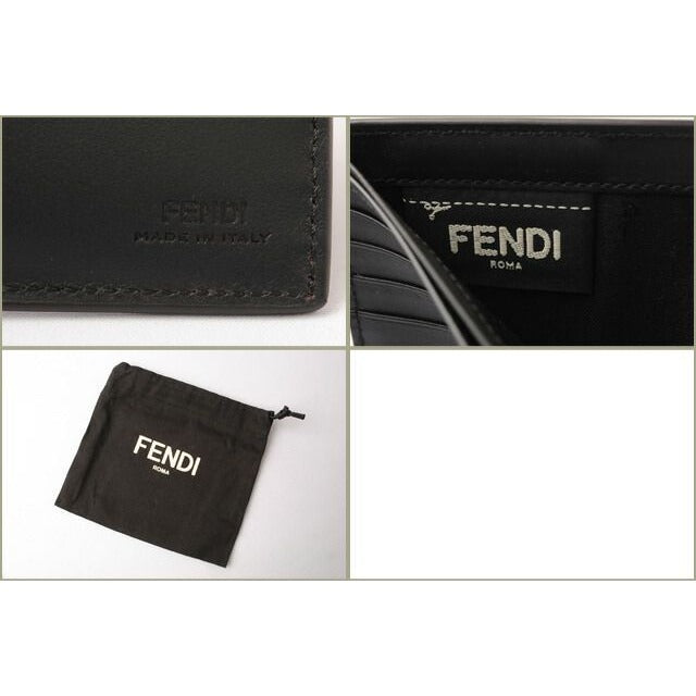 Fendi Wallet Fold Billfold 7 M0169 Vocabulary Strawberry Black — view 5