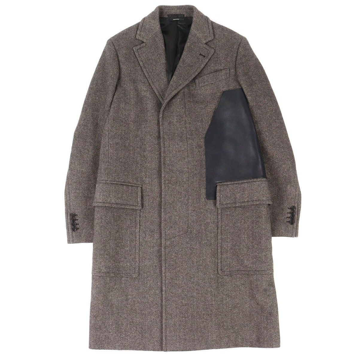 Hermes Wool Single Chest Star Coat Brown 46 Garment Recommended