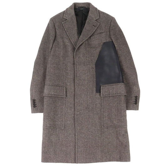 Hermes Wool Single Chest Star Coat Brown 46 Garment Recommended