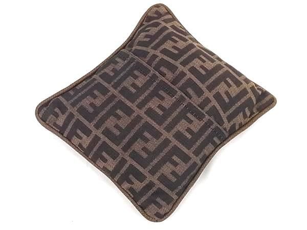 Fendi Zucca Pattern Nylon Canvas Cushion Interior Brown Av9112