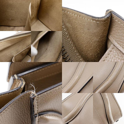 Celine Luggage Micro Shopper Leather Beige Women's Handbag