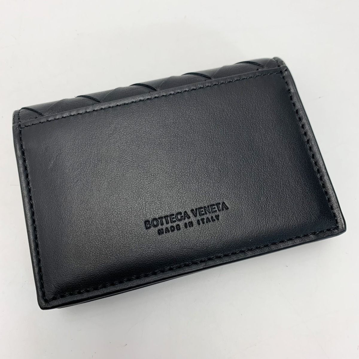 Bottega Veneta Calf Black Card Case Business Card Holder with