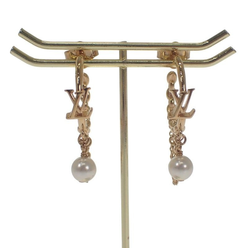 Louis Vuitton Blooming Pearl Earrings Metal Gold