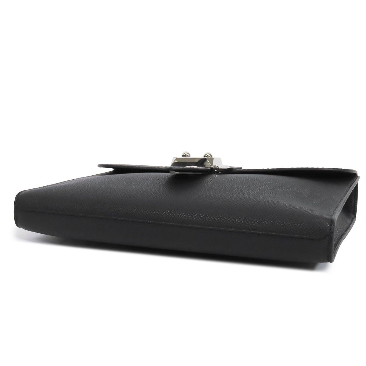 Hermes Sac a Depeches 24 Black Silver Epsom Clutch — view 3