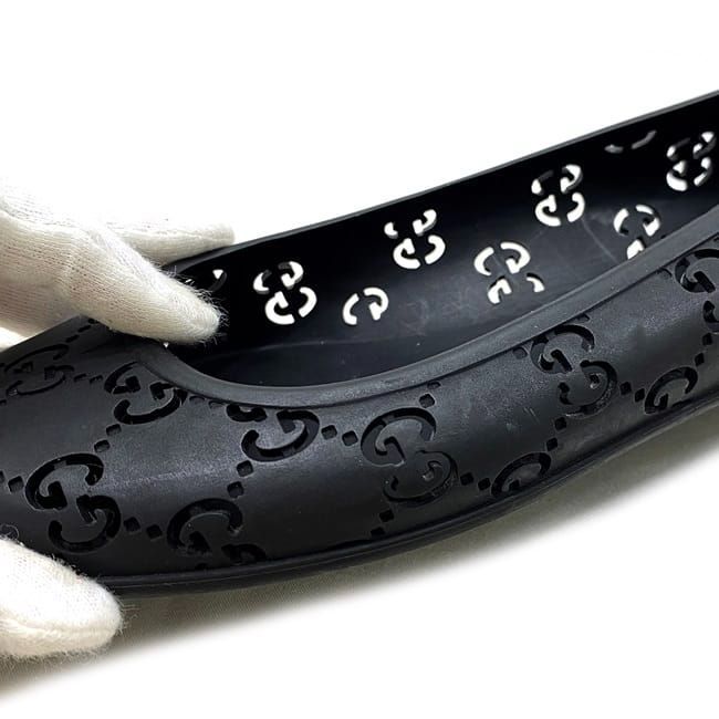 Gucci Flat Shoes Black Cima Excellent Condition 24.0cm (9.45in) Rubber Preowned