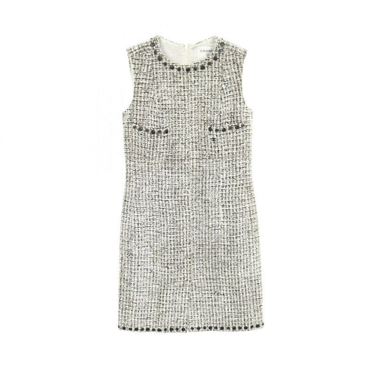 Chanel Dress Coco Mark Tweed Rayon Wool
