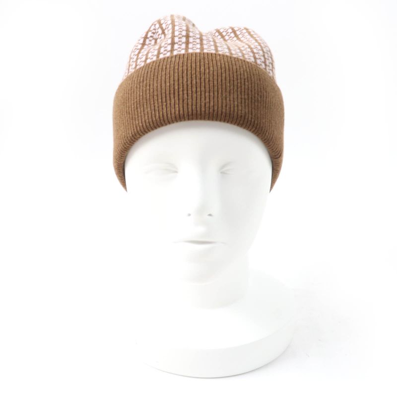 Hermes 100% Cashmere H Logo Knit Cap Knit Hat Brown L With Box Made In Italy