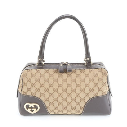 Gucci GG Canvas Lovely Heart Leather Tote Bag Mini Boston Shoulder Hand 257067