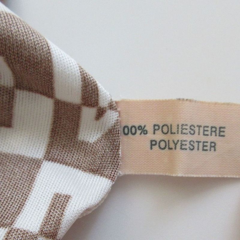 Fendi Logo Allover Checkered Stretch T-Shirt Short Sleeves Brown Size M Women's