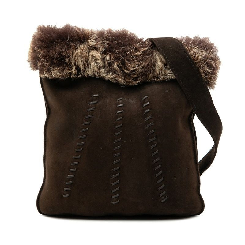 Hermes Sac Tudo Moco Shoulder Bag Crossbody Brown Nubuck Fur