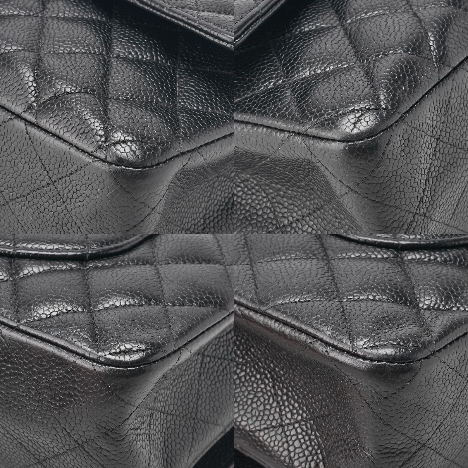 Chanel Chain Shoulder Bag Matelasse Double Flap 25 Caviar Skin Black (gold