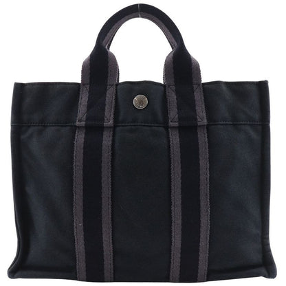 Hermes Sac Fourre Tout PM Cotton Canvas Black Handbag