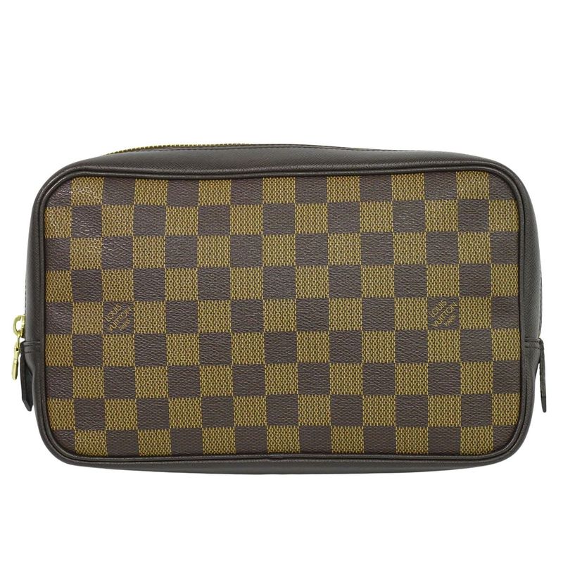 Authentic Louis Vuitton LV Trousse Toilette Damier Ebène Pouch Cosmetic Pouch