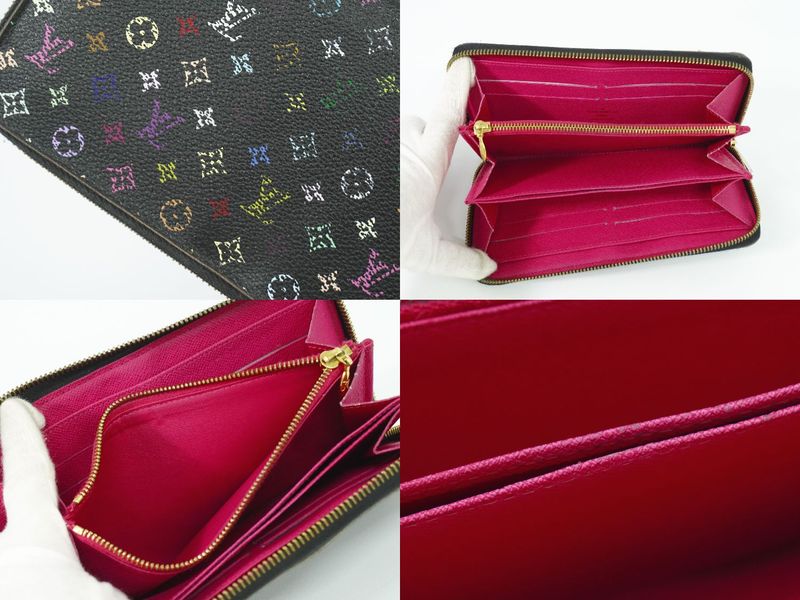 Authentic Louis Vuitton LV Zippy Wallet Monogram Multicolor Long Wallet Noir