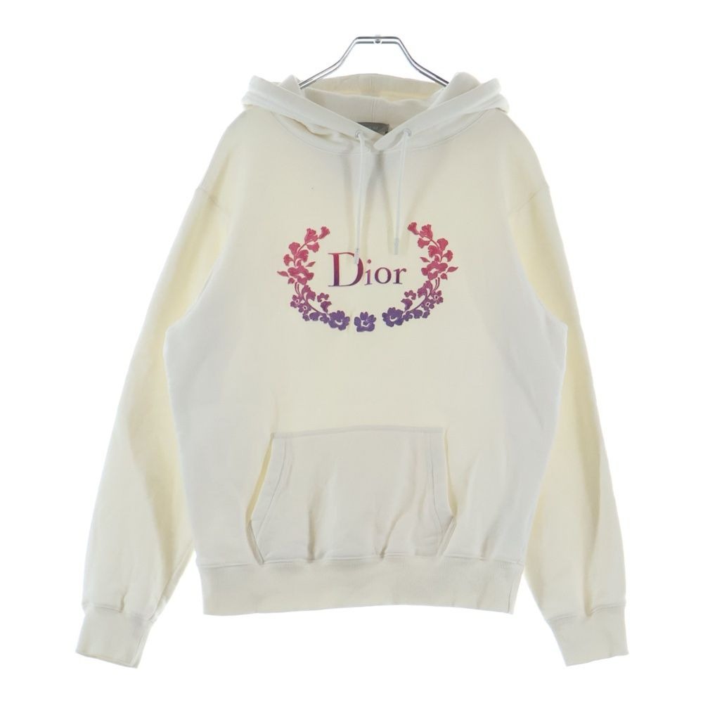 Dior Front Logo Embroidery Pullover Hoodie White Sweater
