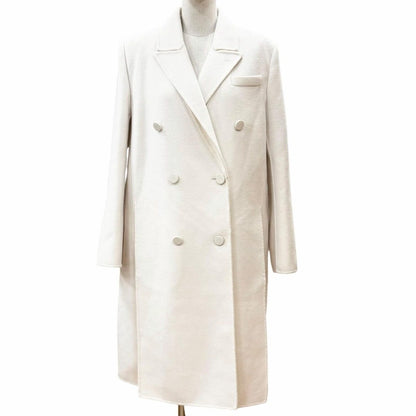 Fendi Wool Silk Fflogo Double Breasted Coat White 40