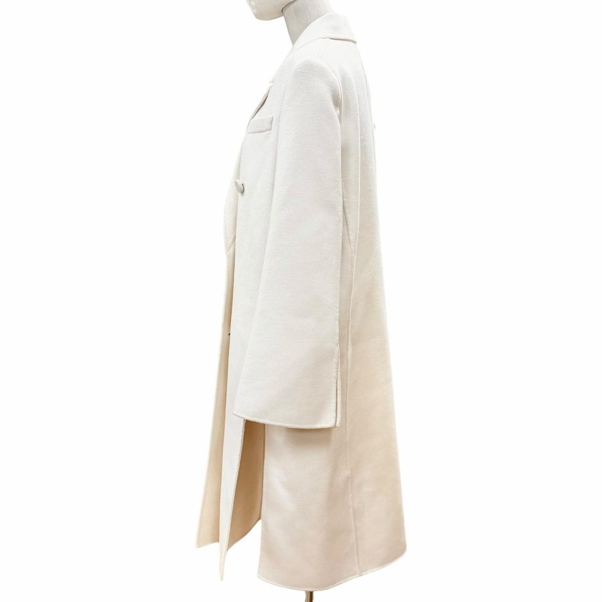 Fendi Wool Silk Fflogo Double Breasted Coat White 40 — view 2