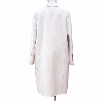 Fendi Wool Silk Fflogo Double Breasted Coat White 40 — view 3
