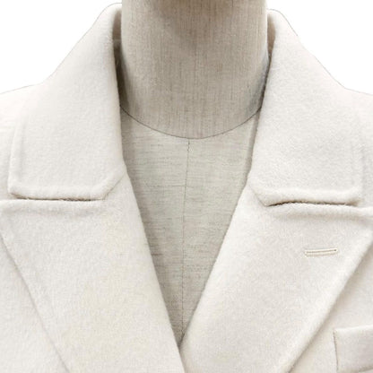 Fendi Wool Silk Fflogo Double Breasted Coat White 40 — view 4