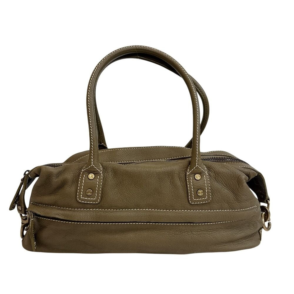 Celine Bow Sling Bag Triomphe Stitch Leather Khaki