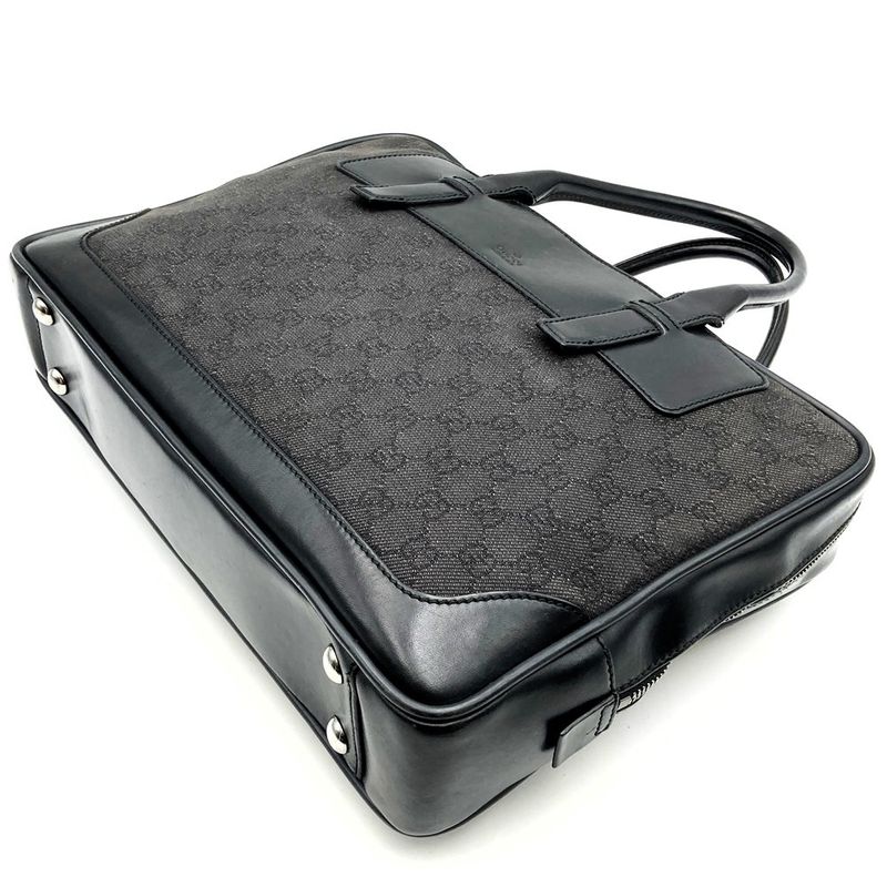 Gucci 101666 Handbag Business Bag Black GG Canvas Women Men Fashion  Gift