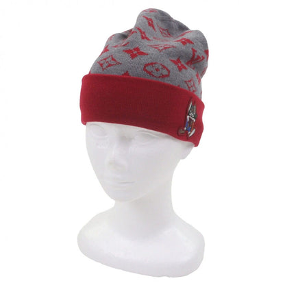 Louis Vuitton LV Rabbit Monogram Wool Hat Knit Cap Gray Red — view 2