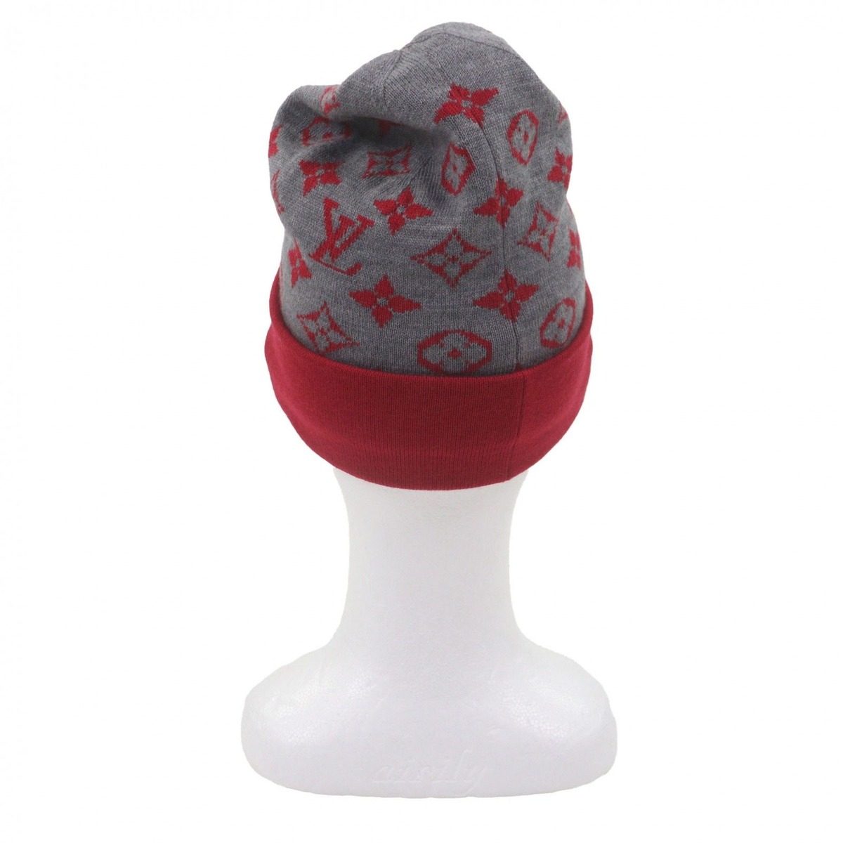 Louis Vuitton LV Rabbit Monogram Wool Hat Knit Cap Gray Red — view 4