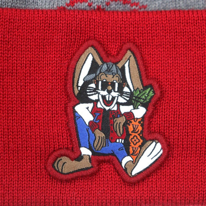 Louis Vuitton LV Rabbit Monogram Wool Hat Knit Cap Gray Red — view 7