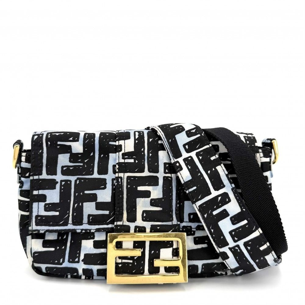 Fendi 2-Way Zucca Shoulder Bag Crossbody Joshua Vides Blue Black White
