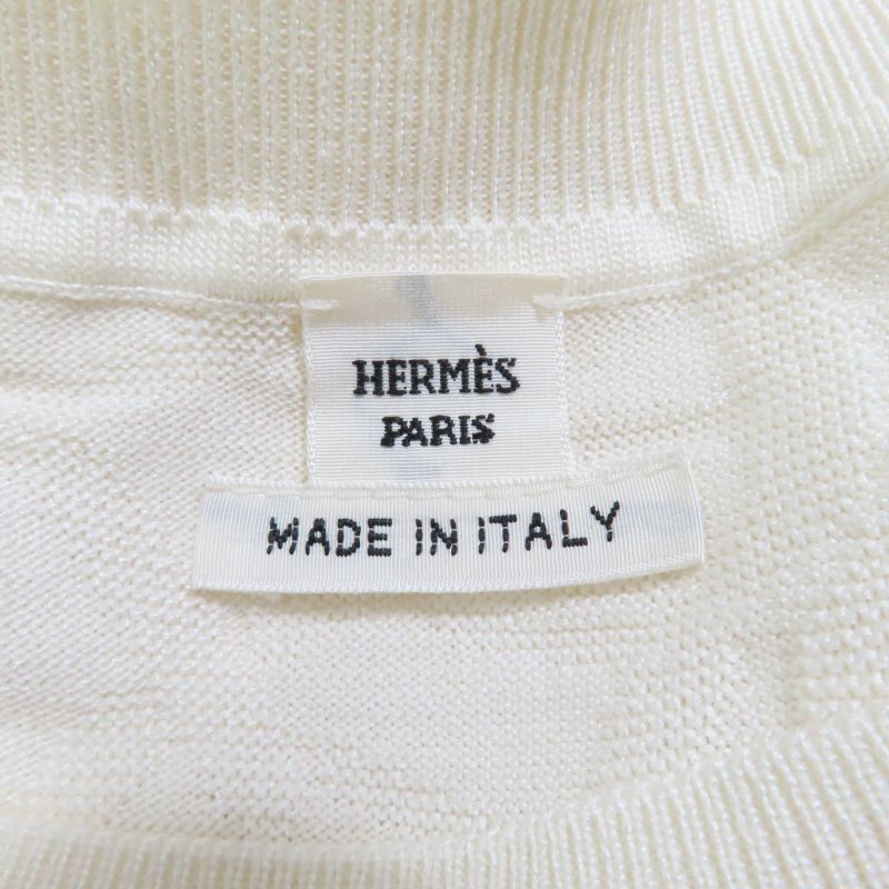 Hermes 24SS 4e2649dc Nausa Silk Cotton Chaine D'ancre Short Sleeve Knit Ivory