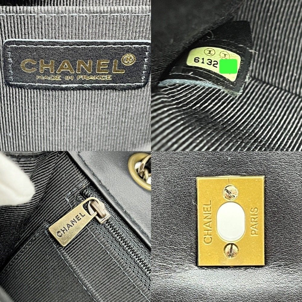 Chanel Matelasse Wild Stitch Shoulder Bag W Chain Black X Ivory
