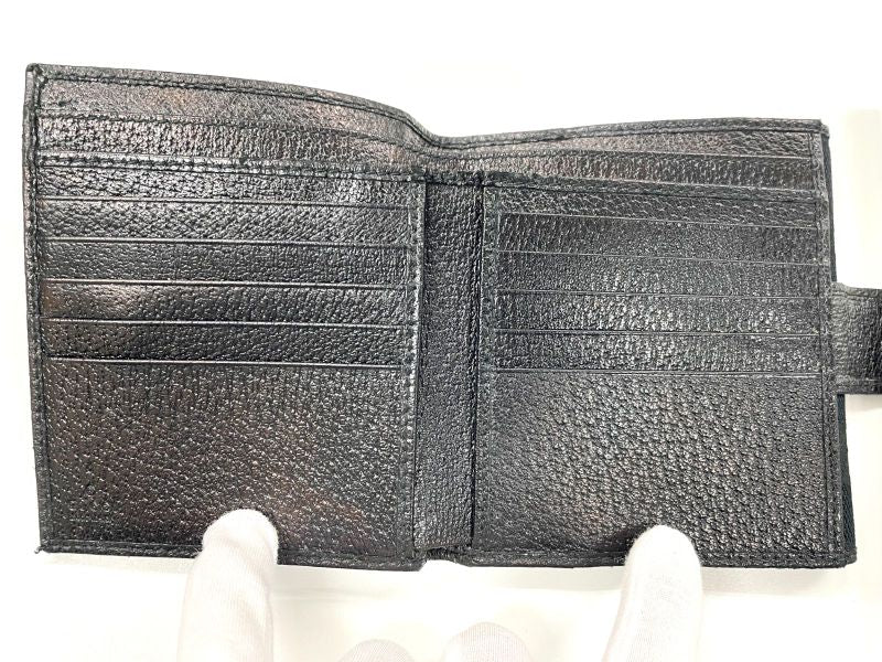 Gucci GG Canvas Leather Compact Wallet Bifold Wallet Double Hook 112664 Navy