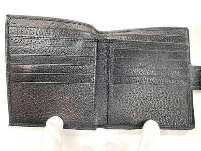 Gucci GG Canvas Leather Compact Wallet Bifold Wallet Double Hook 112664 Navy