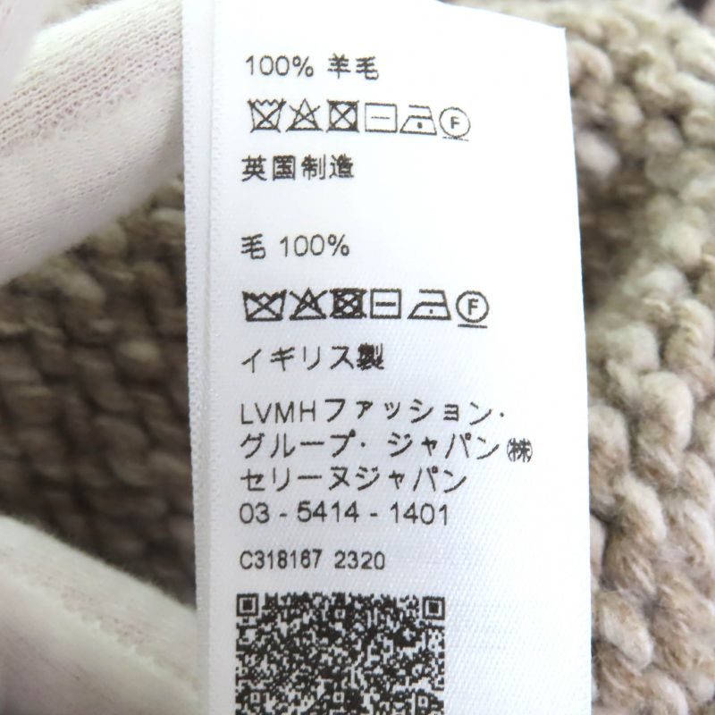 Celine 2adw6824v 100% Wool Triomphe Crew Neck Long Sleeve Knit Sweater Brownish