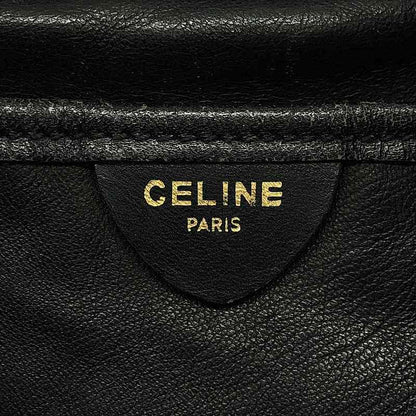 Celine - Old Celine Circle Logo Leather Chain Shoulder Bag - Black - Women