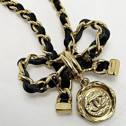 Chanel Leather Ribbon A22a Black Necklace Metiers D'art Women's Accessories