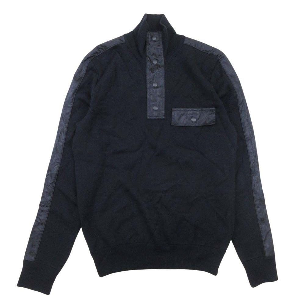 Dior Homme Oblique Kujagado Knit High Neck Sweater Long Sleeve Side Line S Navy