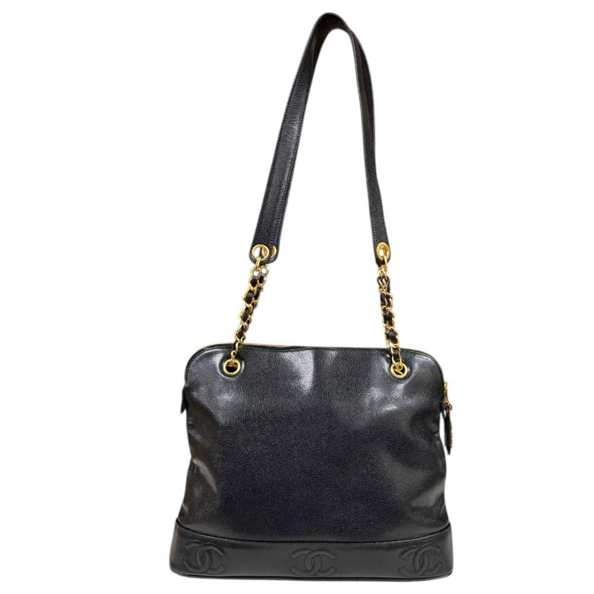 Chanel CC Logo Tote Caviar Leather Black — view 3