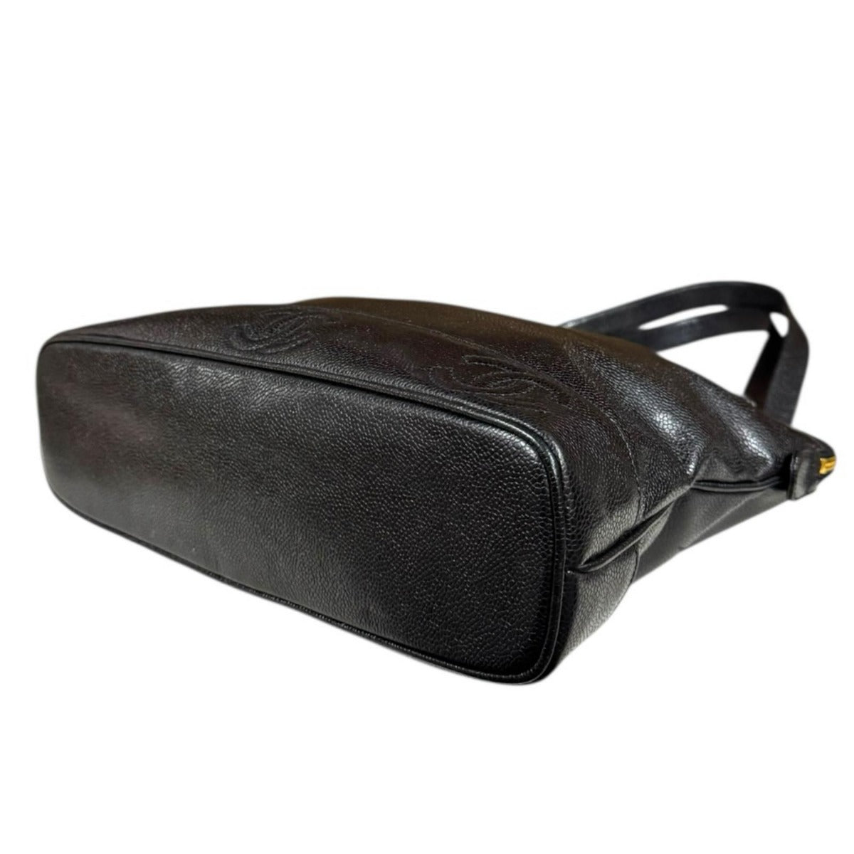 Chanel CC Logo Tote Caviar Leather Black — view 6